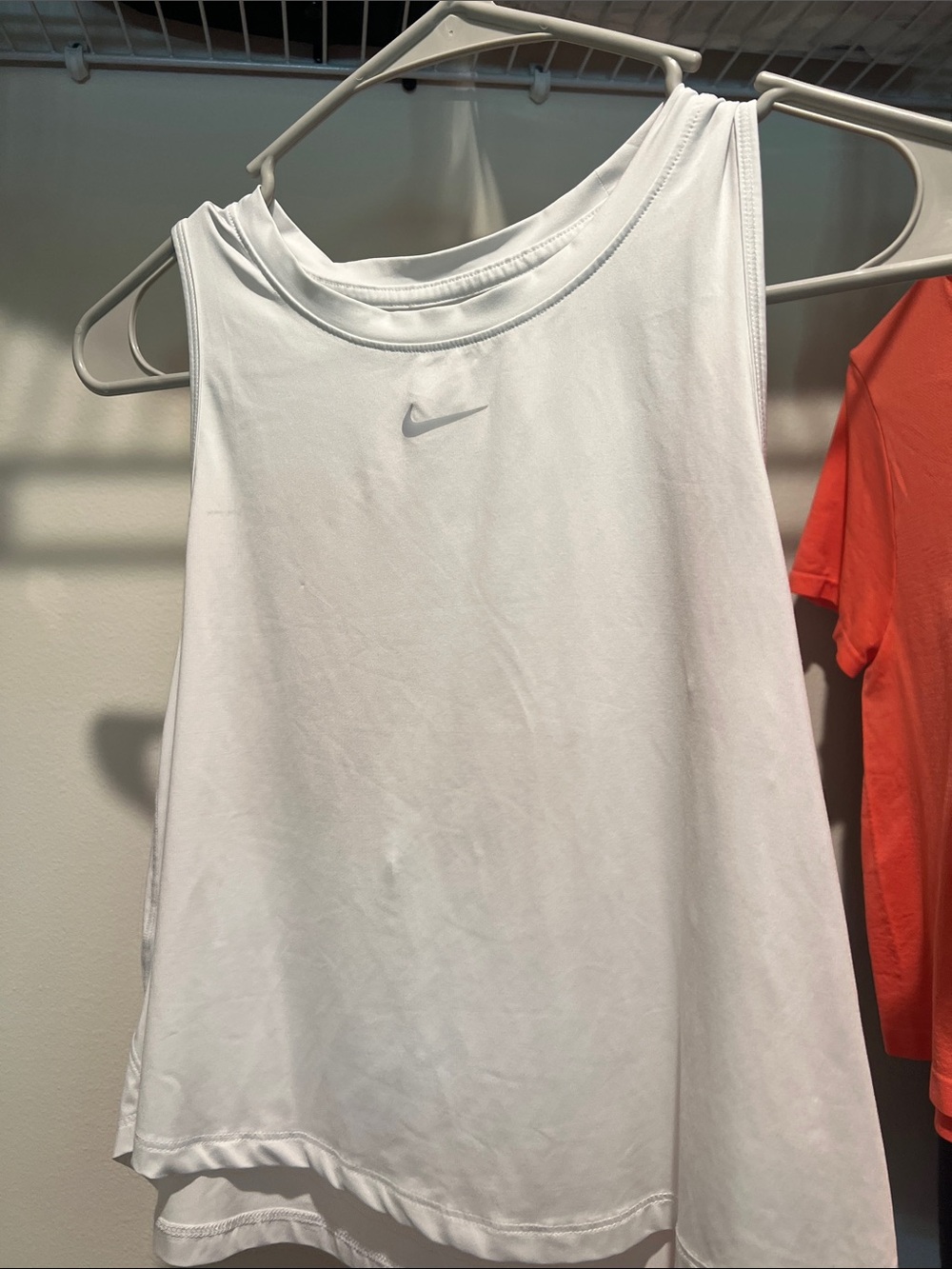 Nike White Athletic Sleeveless Tank with Silver Swoosh